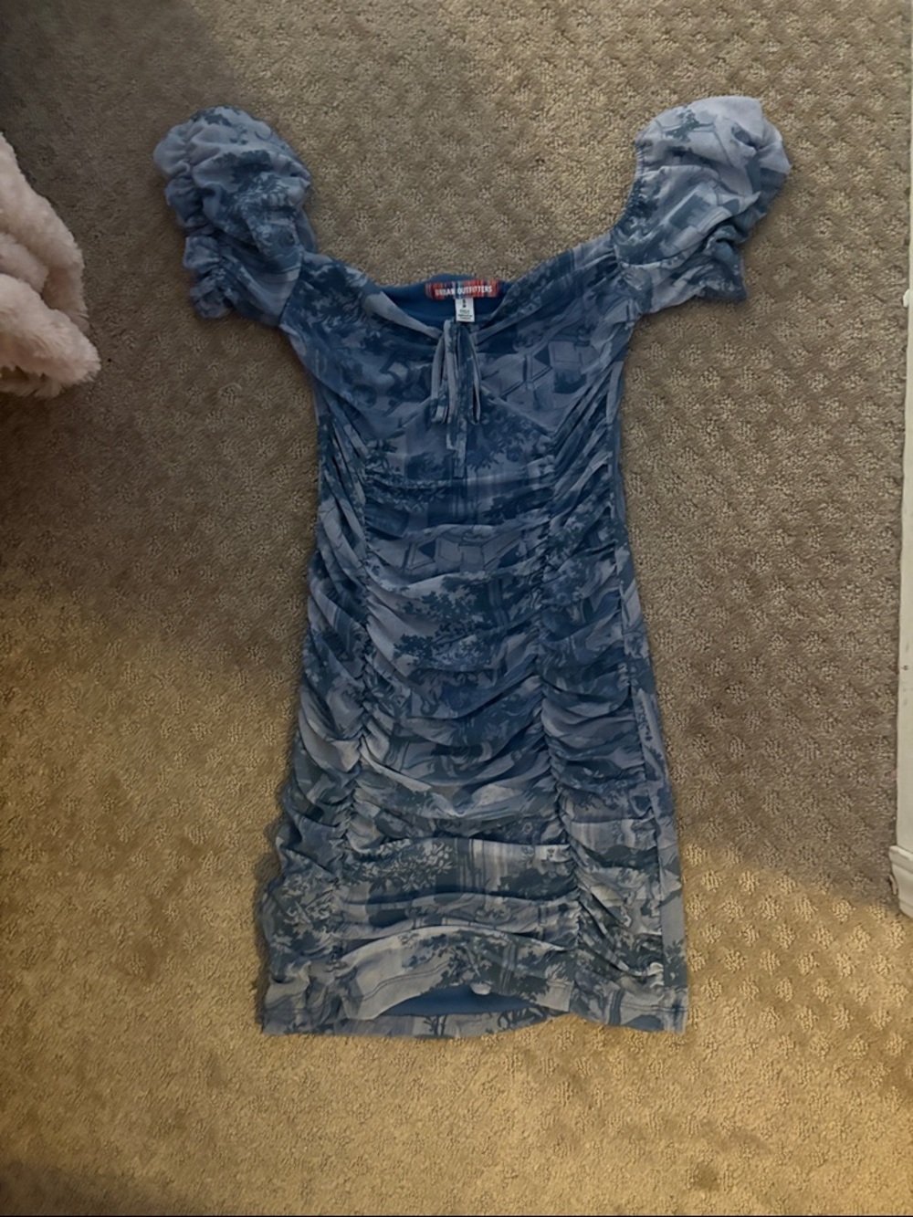 Urban Outfitters Blue Ruched Mini Dress